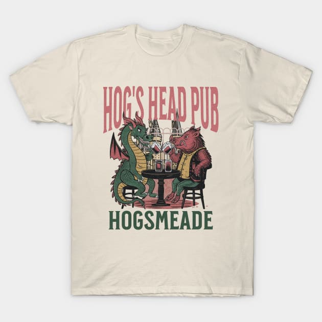 Stop by at Hogsmeade and get a drink dragon and Boar Pub T-Shirt by Joaddo